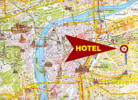 Historisk karta �ver Prag: Hotellets l�ge